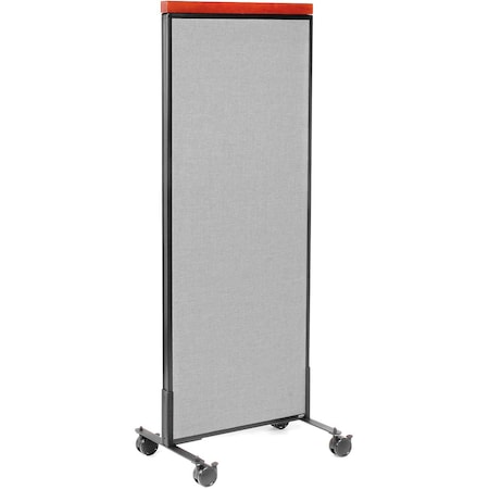 Interion By Global Industrial Interion Mobile Deluxe Office Partition Panel, 24-1/4inW x 64-1/2inH, Gray 694965MGY